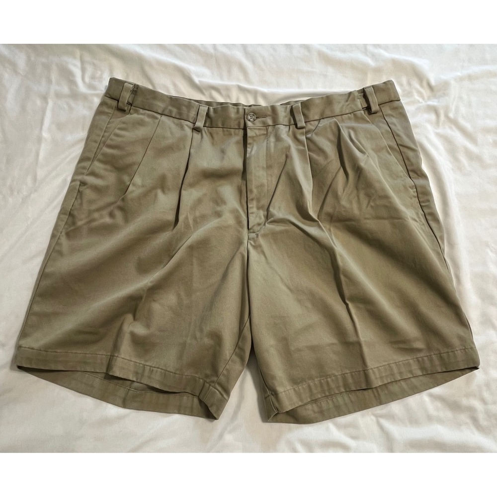 Dockers Mens Khaki Pleated Chino Shorts Tan 100% Cotton Size 42 Casual Summer